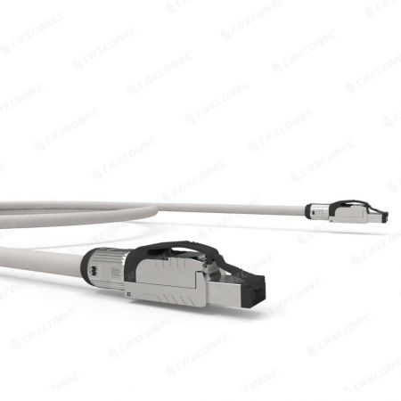 Network STP connector toolless plug for larger cable